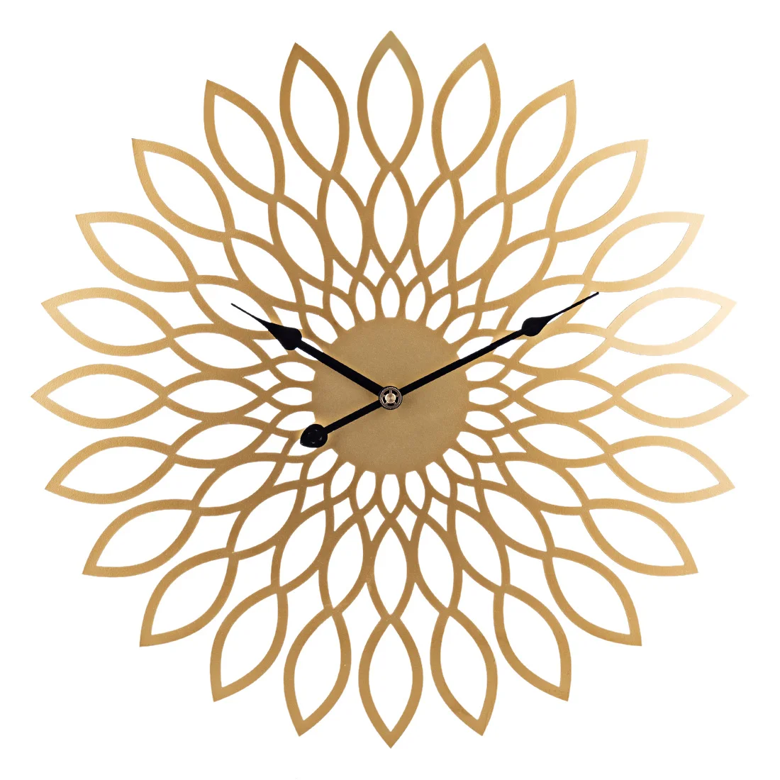

20 Inches Carved Flower-Shaped Mute Wall Clock Silent Wall Clock Household Hanging Clock Living Room Dining Room Decor - Golden