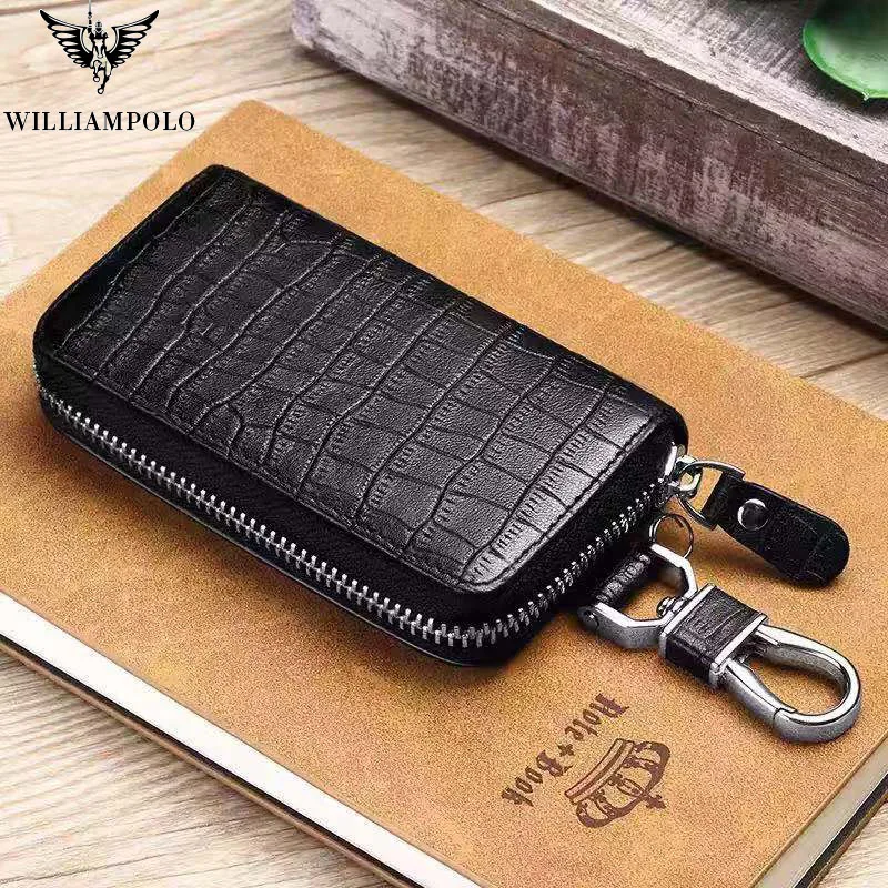 

Hot Sale Men Car Key Holder Wallets Cow Leather Housekeeper Card Zipper Case Keys Organizer Affordable Money Bag PL186123
