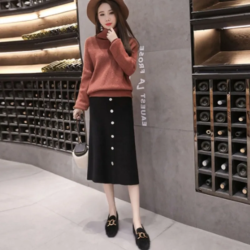 Maternity Skirts Autumn and Winter Belly Support Knitted Skirt Pregnant Women Skirt High Waisted Pregnancy Skirts JOYRAY.B