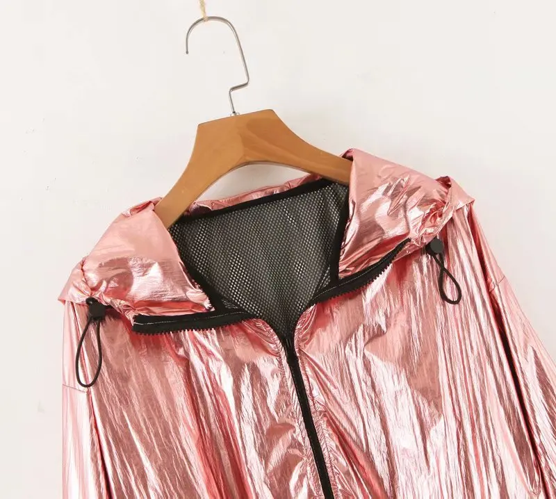 

Summer New Style Europe And America WOMEN'S Dress-Style Solid Color Hooded Loose-Fit Zipper Casual Jacket W1712