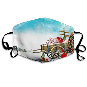

Mouth Mask For Daily Dress Up, Santa Claus Sleigh Logo Anti-dust Mouth-Muffle, Washable Reusable Holiday Half Face Masks For