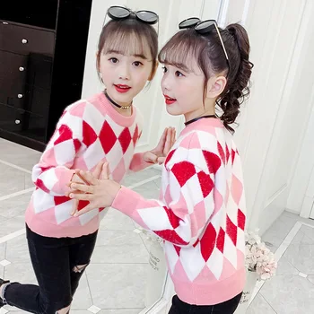 

Girls Sweater Kids Soft Warm Clothes Children'S Knitted Top Pullover Bottoming Shirt Autumn Winter New Year'S Gift