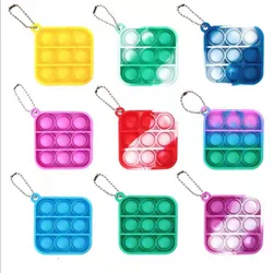 Mini Push Pop Bubble Fidget Sensory Toys Mini Simple Dimple Popper Keychain Set Silicone Squeeze Sensory Toy for Kids Adults