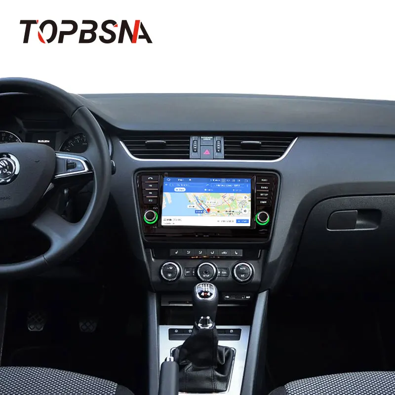 Best TOPBSNA 1 Din Car Multimedia Player Android 9.0 For Skoda Octavia GPS Navigation Automotive Car Stereo Octa cores 4G+64G WIFI SD 5