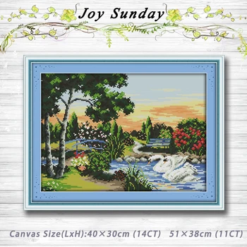 

Swan Lake landspace park Counted Cross Stitch Sets scenery Cross Stitch dmc 11CT 14CT Cross Stitch Kits Embroidery Needlework