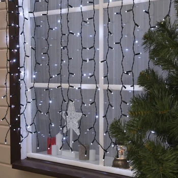 

Garland "Curtain" 2 х 1.5 m, IP65, dark thread, 360 LED, white glow, 220 V