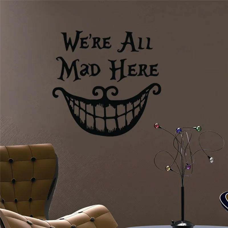 Наклейки на стену We Are All Mad Here виниловые художественные украшения для дома и