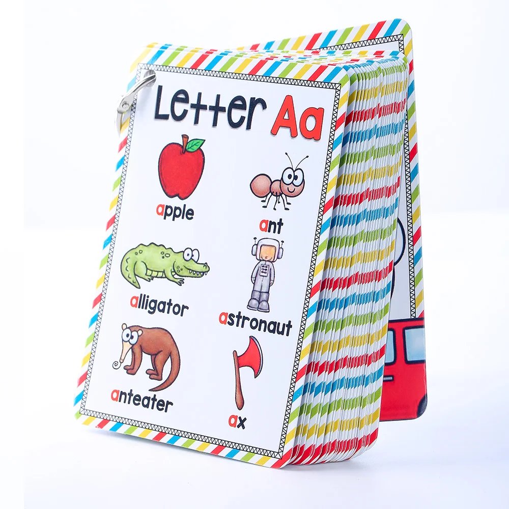 Tarjetas de bolsillo con 26 letras del abecedario para niños, alfabeto inglés de 11x8cm, tarjetas de palabras en inglés para Aprendizaje de bebés, juguetes educativos para niños