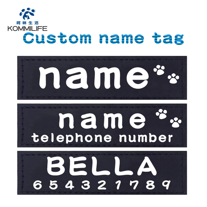 2 uds personalizado arnés del perro etiqueta nombre de Perro personalizado K9 Collar arnés para perro etiqueta engomada de la etiqueta de parche de arnés para perros etiqueta de nombre