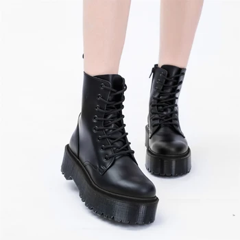 

Women Ankle Boots Women Leather High Platform Boots Martens Rainbow Motorcycle Women's Boots Martins Botas De Mujer