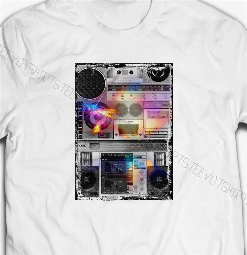 Retro Music Stereo Hi-Fi Cassette Deck Player Mens 100% Cotton T-Shirt Tee Shirt  Classic Custom Design | Мужская одежда