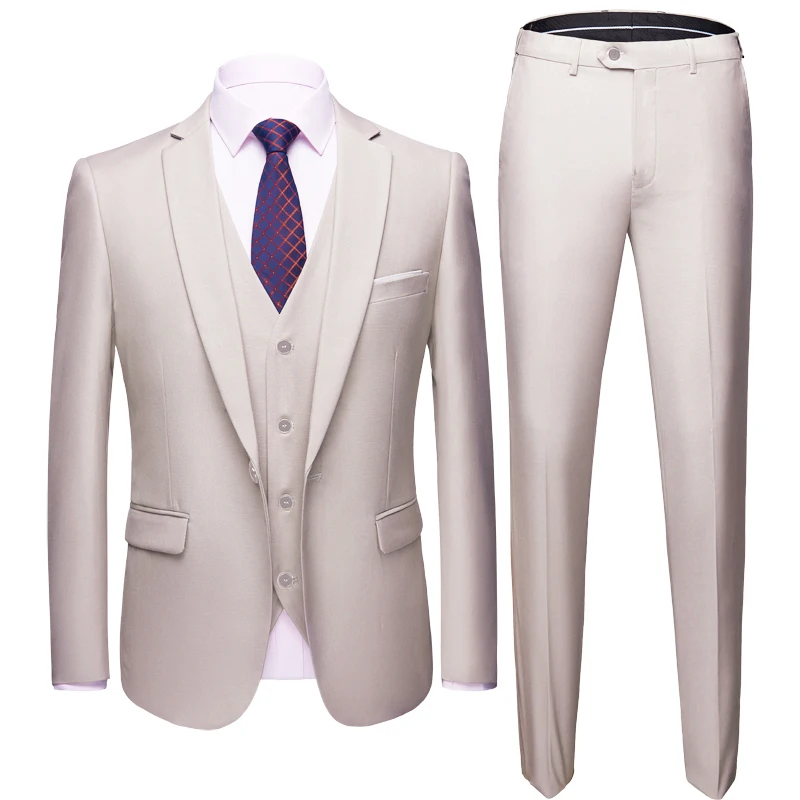 YUNCLOS Purple Men 3 Pcs Suits Solid Color Casual Traje Slim Fit Hombre Wedding Suit For Men Party Banquet Men Suits BS-3XL