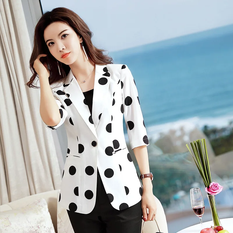 

Fashion Printed's Glitter Series Women's Three-quarter-length Sleeve One-Button Slimming Small Suit Sweet Ladies'-Style Versatil