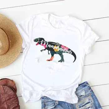 

Snordic Painting T Shirt Women's Dinosaur Text Summer Women Tshirt Printed Casual T Shirt Women's Harajuku Fashion Clothing 2020