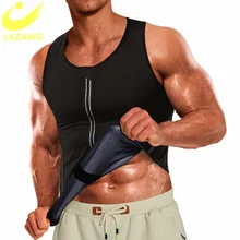 LAZAWG Men Sauna Sweat Suits Corset for Weight Loss Zipper Waist Trainer Vest Slimming Underwear Thermo Body Shaper Shaperwear