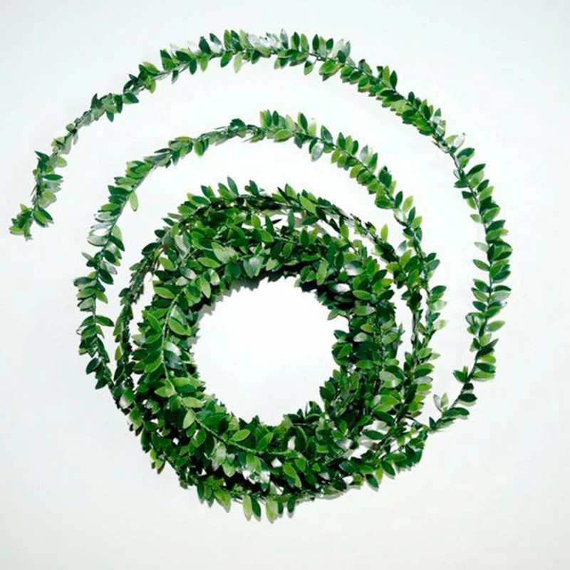 1 шт. искусственная лоза зеленый лист 7,5 м имитация поддельного ротанга маленькие зеленые листья 1,5 см для дома, сада, двора деко