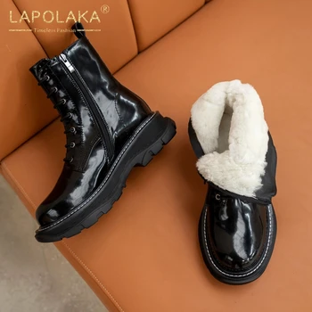 

Lapolaka 2020 New Arrivals Ankle Boots Woman Shoes Platform Zipper British Style INS Trendy Fashion Warm Plush Winter Booties