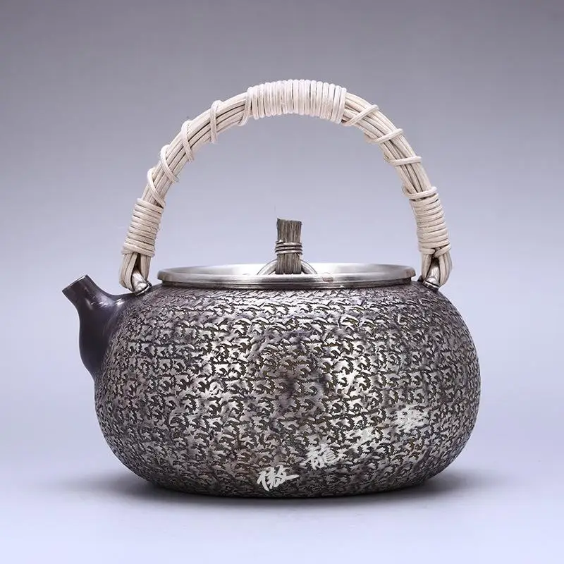 Чайник, чайник, чайник с горячей водой, железный чайник, чайник из нержавеющей стали, чаша для чая, шесть стилей на выбор, ручная работа S999 sterli - Цвет: Silver Teapot 563g