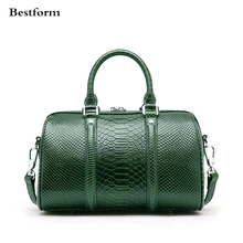 Venda direta da fábrica de couro genuíno das mulheres boston saco grande capacidade primeira camada couro senhora bolsa um ombro