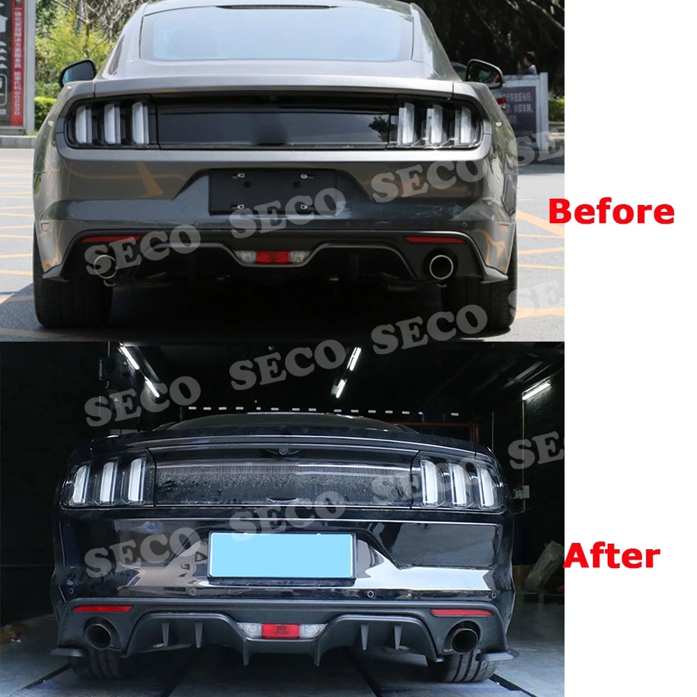 Для Ford Mustang- диффузор, губа на задний бампер разветвители фартуки углеродное волокно/PP плавники Акула Стиль диффузор крыло