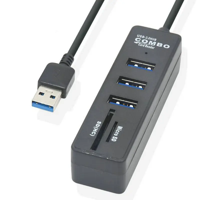 Быстрая скорость 2 в 1 OTG USB3.0 концентратор сплиттер комбо 3 порта и SD/TF кард-ридер черный белый концентраторы для портативных ПК