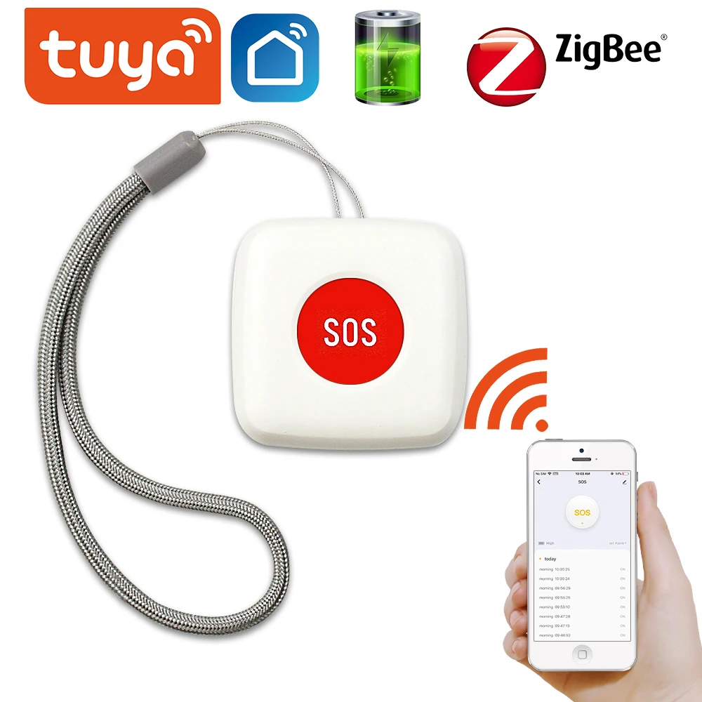 TUYA ZigBee SOS Кнопка сенсор Сигнализация для пожилых людей Водонепроницаемый