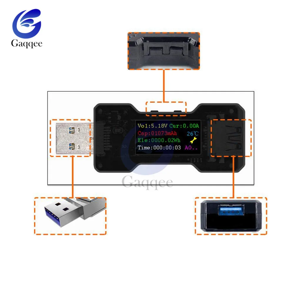 DC Цифровой вольтметр FNB18 USB тестер Amperimetro Ток Напряжение Ампер Вольт Амперметр детектор power Bank быстрое зарядное устройство индикатор