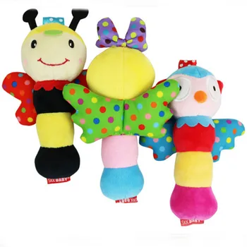 

Baby Hand Grasp Plush Doll Toy Bibi Bar Stick Rattle Stuffed Owl Bee Animal Squeaker Toys Infant Hand Puppet Enlightenment 20cm