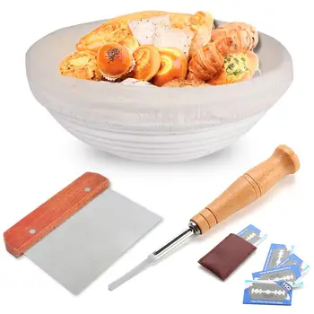 

Banneton Bread Proofing Basket Set with Dough Scraper Professional Baking Tool for Home Bakers
