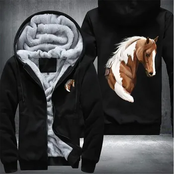 

The New Warm Brown Horse Men's Winter Hoodies Leisure Sweatshirts Hooded Zipper Jackets Sportswear 2020 Thicken Warm Outwear