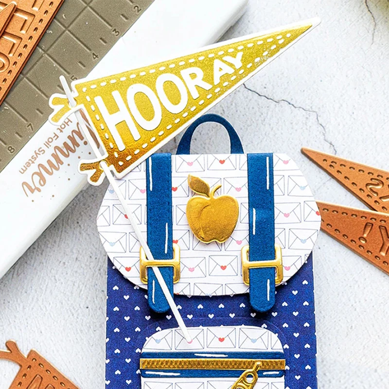 

2019 New Cheers Words Triangular Banner Hot Foil Plate for DIY Scrapbooking Letterpress Embossing Paper Cards Making Crafts