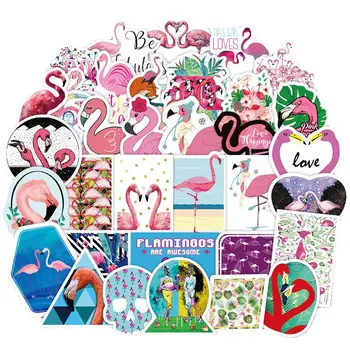 

100 Sheets/2 Sets Creative Flamingo Sticker Decorative Scrapbook Stickers Waterproof Computer Fridge Sticker for Kids Children