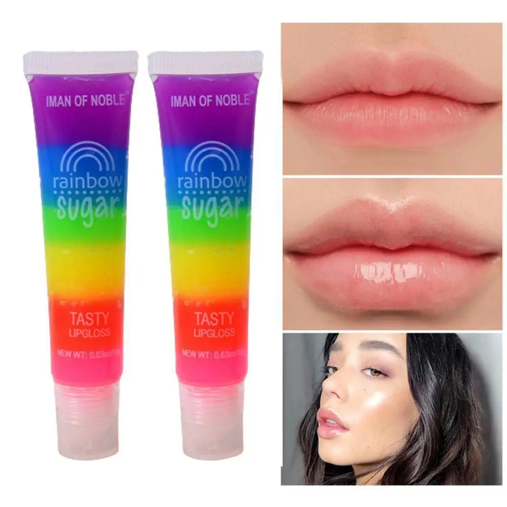 

18g Rainbow Jelly Transparent Tube Colorless Fruit Lip Long-lasting Lip Cosmetics Moisturizing Balm Lip Moisturizing Gloss G2Q2