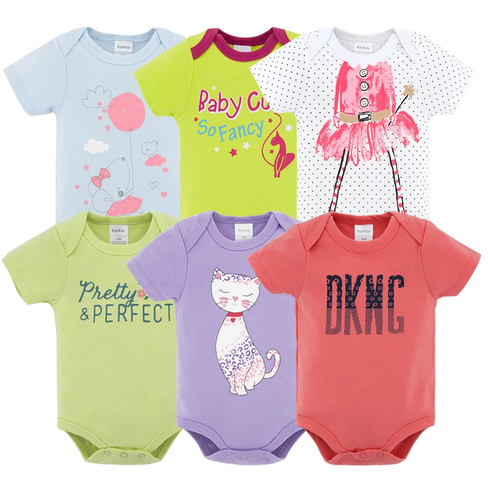 Honeyzone 6 шт. Детские боди из хлопка цельный короткий рукав Roupa De Bebes летний комплект одежды для маленьких мальчиков - Цвет: HY21172161