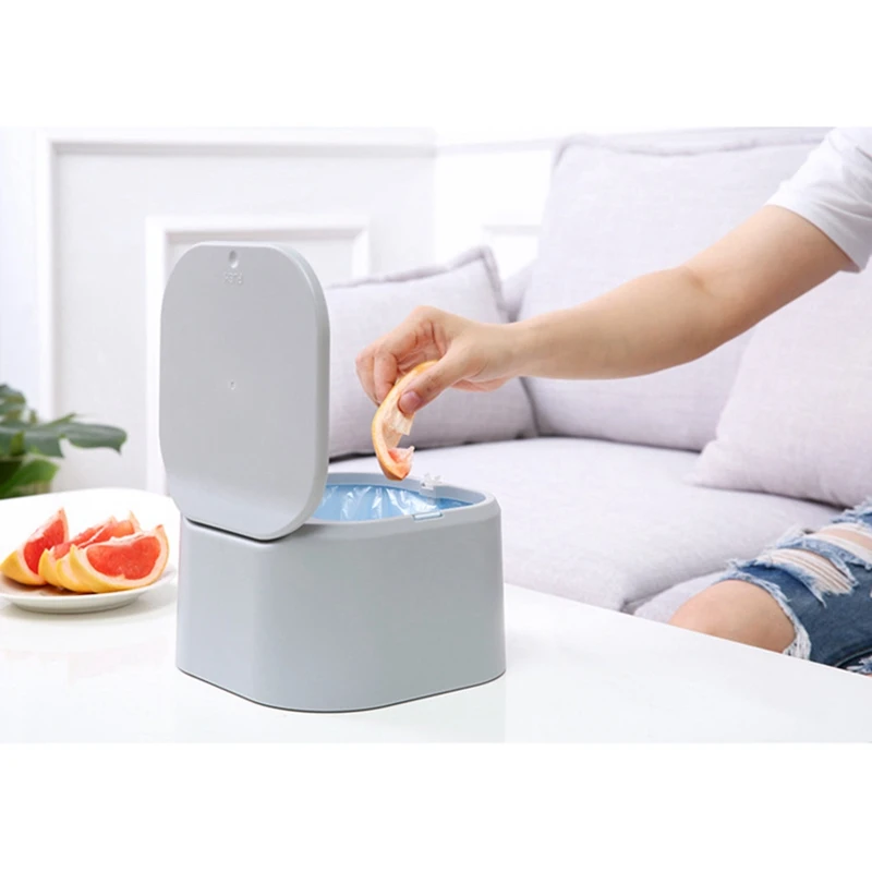 Household Press-type Waste Bins Storage Box For Desktop Spring-type Cover With Lid Plastic Box Small Trash Can Organizer