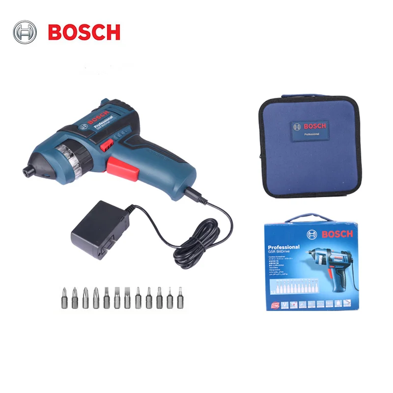 BOSCH GSR револьвер BitDrive отвертка 1.5A литиевая батарея USB перезаряжаемая с 12 сверлами