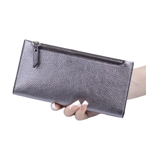 nuevo стиль aristocrático, billetera простой para mujer y billetera простой, billetera para mujer con cremallera зажим для д - Цвет: Серебристый
