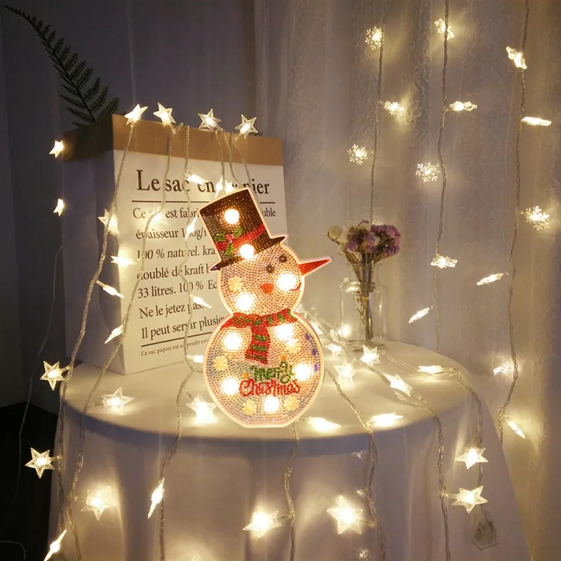 

New DIY LED Diamond Painting Night Light Christmas Tree Snowman Cross Stitch Embroidery Special Shape Wedding Decoration