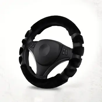 

Autumn Winter No-slip Plush Steering Wheel Cover Universal Warm Steering Wheel Protector With Fur Car Interior Accessories