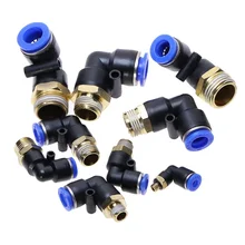 5/10PCS PL Pneumatic Hose OD 4 6 8 10 12mm - M5 1/8 1/4 3/8 1/2'' Pneumatic Male Elbow Connector Tube Air Push In Fitting