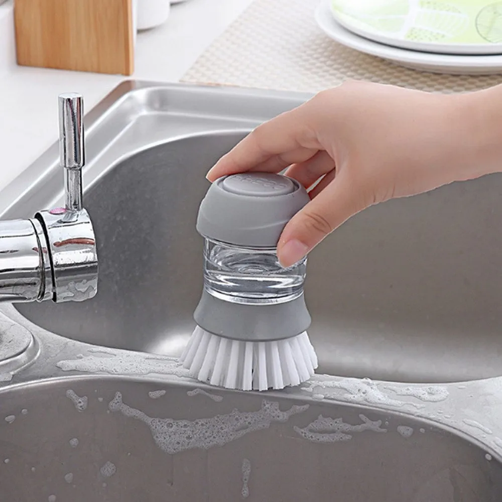 Kitchen Washing Household Utensils Pot Dish Brush with Liquid Washing Soap Dispenser Pot Brush Dish Brush Cleaning 2019 New