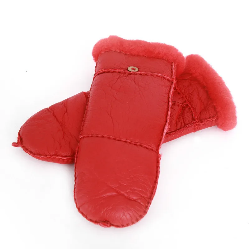 Модные женские перчатки с открытыми пальцами зимние кожаные перчатки с сенсорным экраном для женщин теплые флисовые перчатки для вождения на открытом воздухе Guantes - Цвет: red