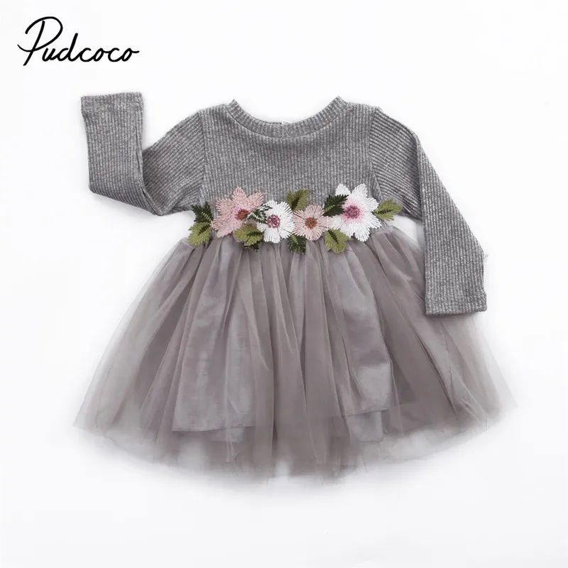 

Kid Girl Christmas Flower Xmas Pretty Toddler Baby Girls dress Floral long sleeve lace Dress Princess Party Prom Tulle Dresses