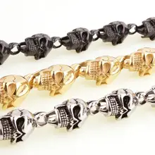 Гранда Шик Панк серебро/золото/черный череп звено браслет цепочка на руку литье 316L нержавеющая сталь мужские украшения