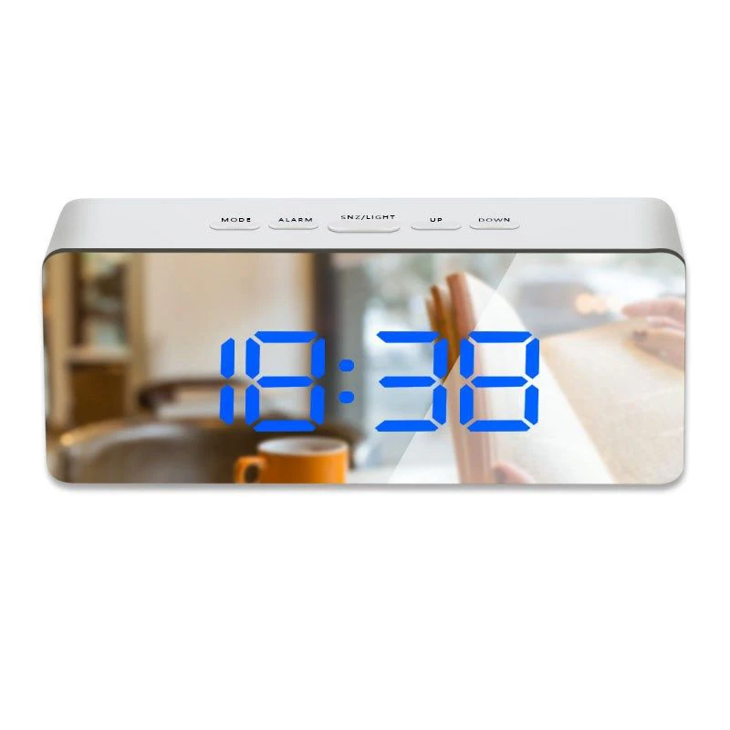 Светодиодный зеркальный будильник, часы, цифровой Повтор, настольные часы, будильник, светильник, электронный, большое время, отображение температуры, украшение для дома часы - Цвет: As shown