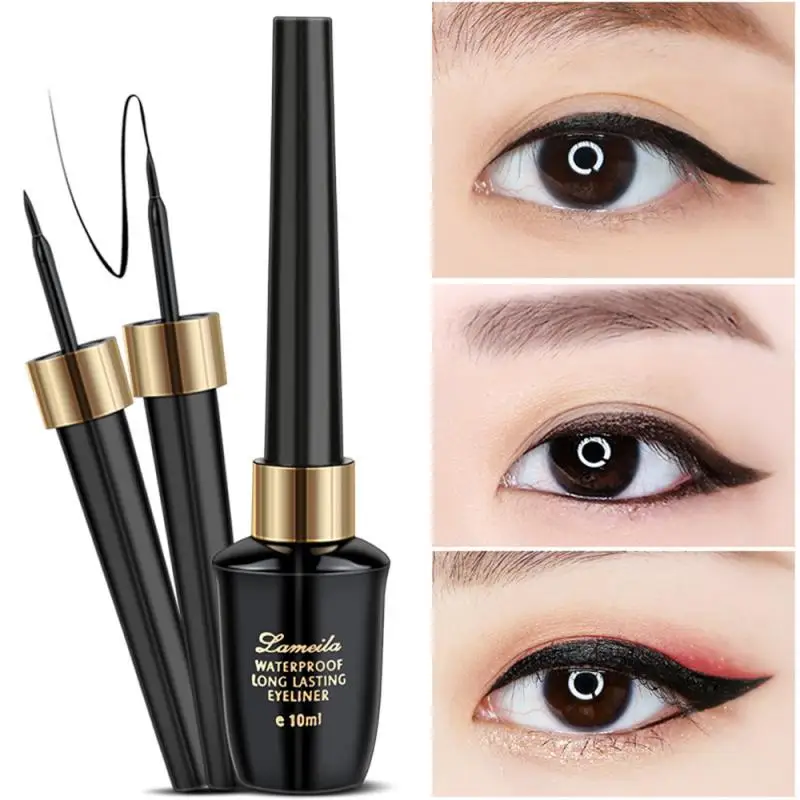 Black Long-lasting Waterproof Eyeliner Quick Dry Liquid Eye Liner Pen Makeup Cosmetic Beauty Tool Easy to Wear With Brush TSLM1 |