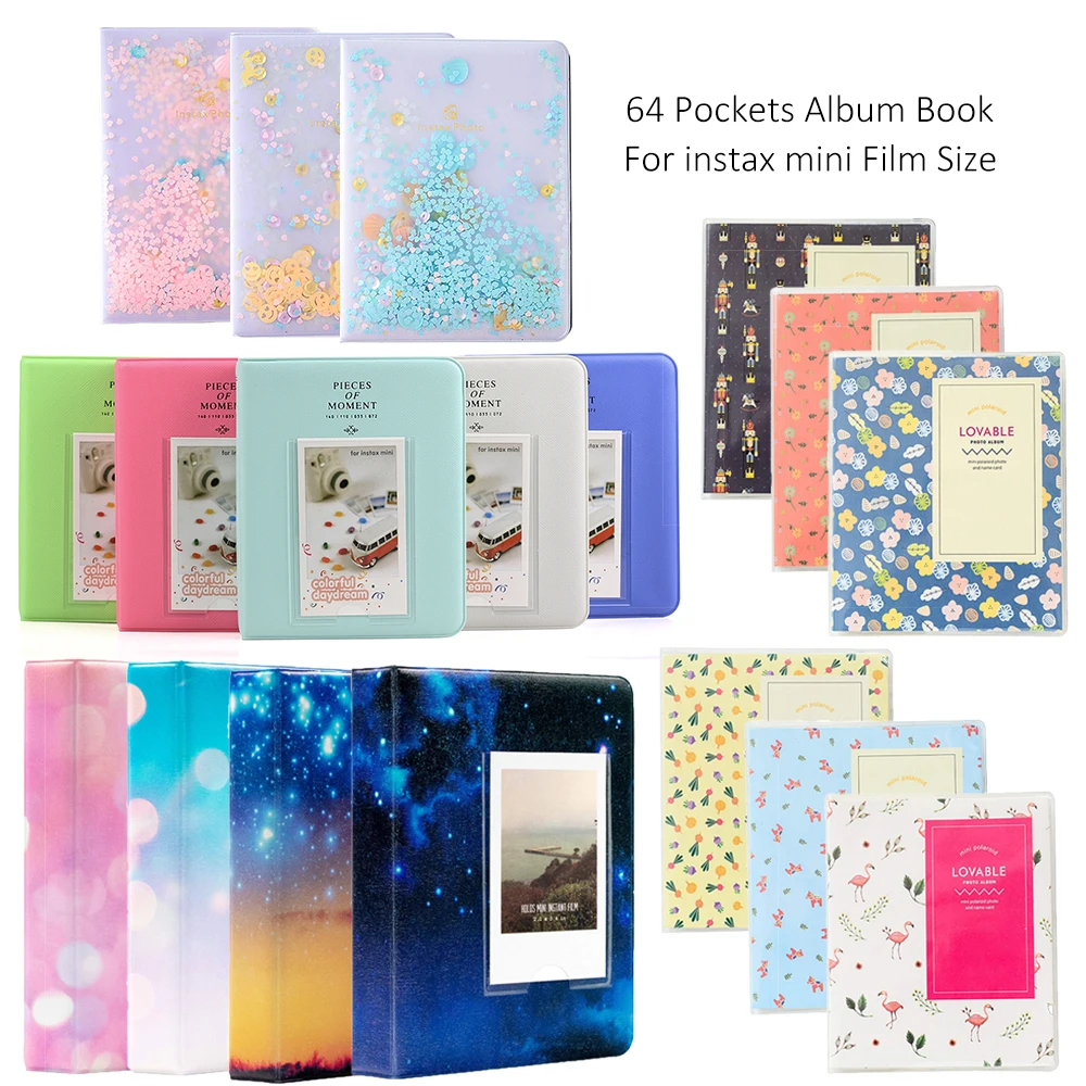 Optional 64 Pockets Photo Film Album / Wall Album/ Corner Stickers For  FujiFilm Instax Mini 8, Mini 9 7s 50 90 Fuji Films Paper