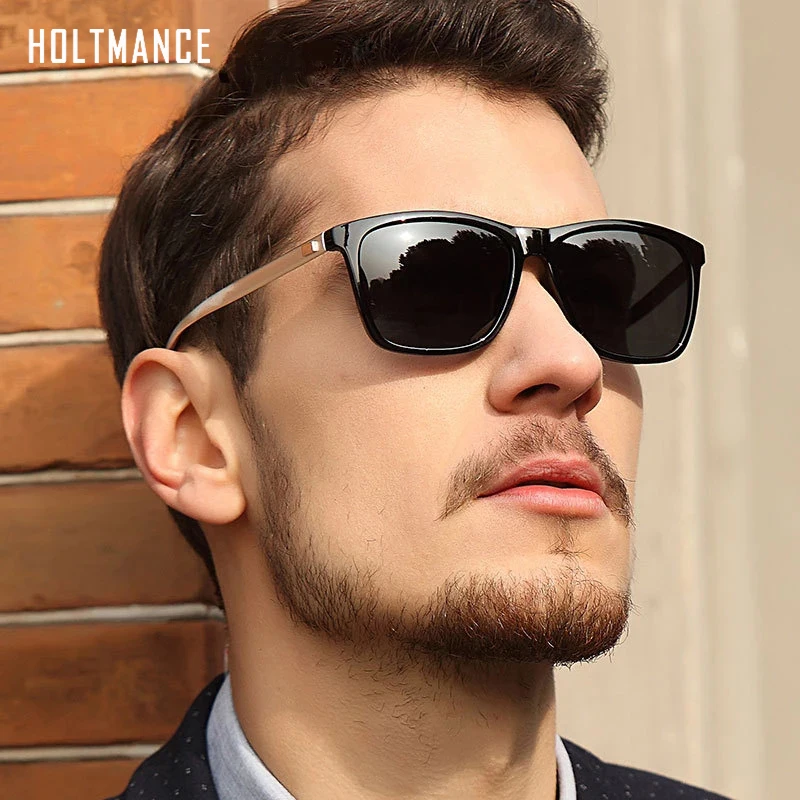 HOLTMANCE Aluminum Magnesium Polarized Men Sunglasses Mirror Square Sun Glasses Brand Male Women
