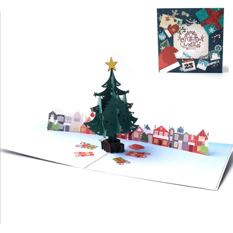  Christmas Tree 3D Pop Up Greeting Cards Wedding Birthday Holiday Postcard Invitations With Envelope - 4.00036E+12
