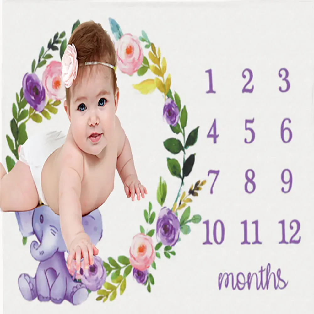 

Milestone Infant Blanket Flannel All Season Baby Photos Portable Super Warm Throw Blankets for Bedding Car Plush Thin Quilt